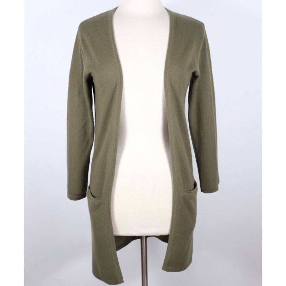 Ralph Lauren Black Label cardigan sz M 100% cashmere sweater moss green long